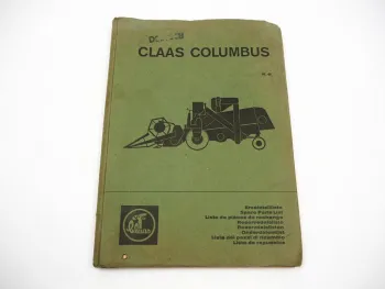 Claas Columbus Mähdrescher Ersatzteilliste Spare Parts List 10/1966