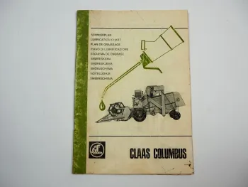 Claas Columbus Mähdrescher Schmierplan 1966