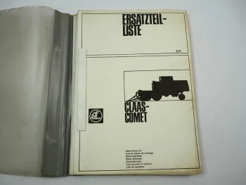Claas Comet Mähdrescher Ersatzteilliste Ersatzteilkatalog 1971