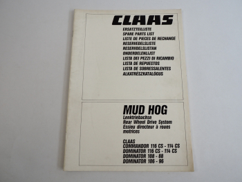 Claas Commandor Dominator Ersatzteilliste Lenktriebachse MUD HOG 1988
