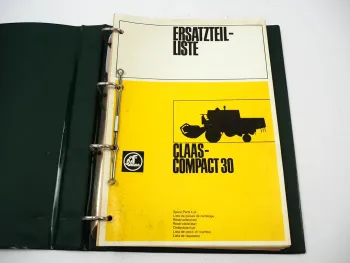 Claas Compact 30 Mähdrescher Ersatzteilliste Ersatzteilkatalog 1976