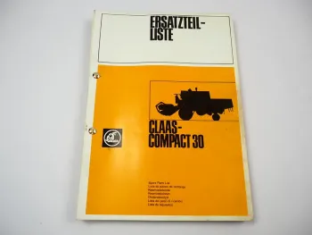 Claas Compact 30 Mähdrescher Ersatzteilliste Ersatzteilkatalog 1981