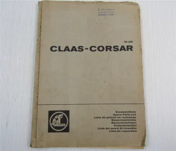 Claas Corsar Mähdrescher Ersatzteil-Bildkatalog Ersatzteilliste 10/1969
