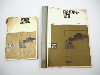 Claas Cosmos Mähdrescher Betriebsanleitung Ersatzteilliste Bildkatalog 1968/70