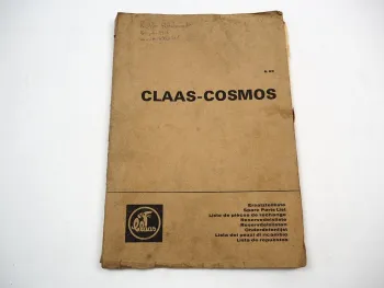 Claas Cosmos Mähdrescher Ersatzteilliste Bildkatalog 1969