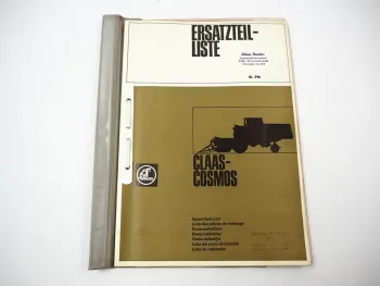 Claas Cosmos Mähdrescher Ersatzteilliste Bildkatalog 1970