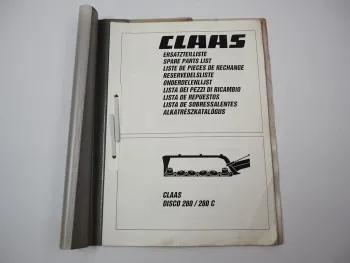 Claas Disco 260 260C Scheibenmähwerk Ersatzteilliste Spare Parts List 1996