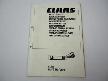 Claas Disco 260 260C Scheibenmähwerk Ersatzteilliste Spare Parts List 1997