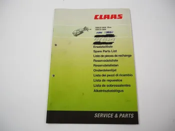 Claas Disco 2650 2650Plus Mähwerk Ersatzteilliste Spare Parts List 2004