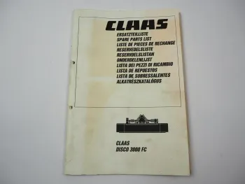 Claas Disco 3000 FC Mähwerk Ersatzteilliste Spare Parts List 2000