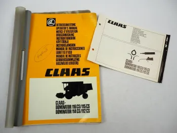 Claas Dominator 112 114 115 116 CS Operators Manual Maintenance 1985 Englisch