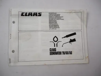 Claas Dominator 56 66 76 Mähdrescher Schmierplan 2000