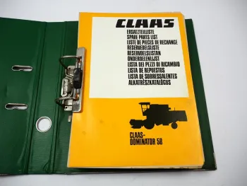 Claas Dominator 58 Mähdrescher Ersatzteilliste Spare Parts List 1983