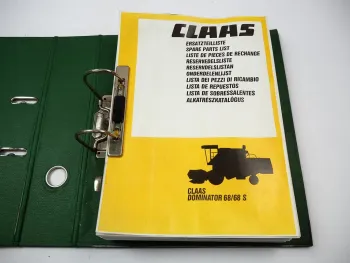 Claas Dominator 68 68S Mähdrescher Ersatzteilliste Spare Parts List 1996