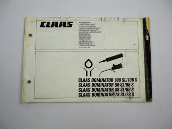 Claas Dominator 78 88 98 108 SL S Mähdrescher Schmierplan 1988