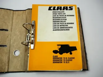 Claas Dominator 78 SL Classic SLS Mähdrescher Ersatzteilliste Spare Parts List 1991