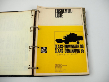 Claas Dominator 80 85 Ersatzteilliste Spare Parts List 1975
