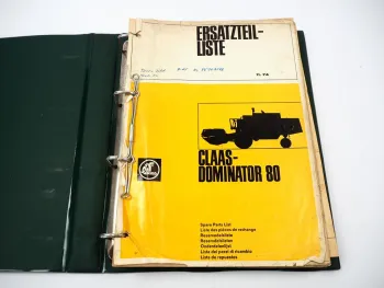 Claas Dominator 80 Mähdrescher Ersatzteilliste Ersatzteilkatalog 1974