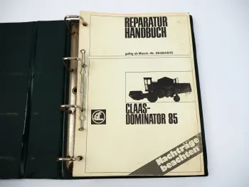 Claas Dominator 85 Mähdrescher Werkstatthandbuch Reparaturanleitung 1977