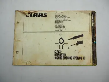 Claas Dominator 86 96 106 ST Mähdrescher Original Schmierplan 1985