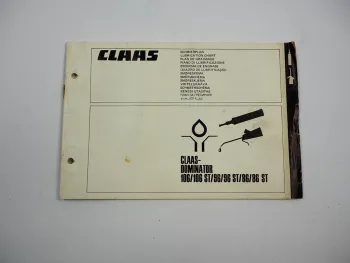 Claas Dominator 86 96 106 ST Mähdrescher Schmierplan 1985