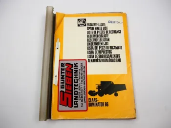 Claas Dominator 86 Mähdrescher Ersatzteilliste Bildkatalog Spare parts List 1981