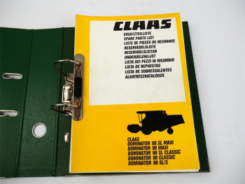 Claas Dominator 98 SL Maxi Classic Ersatzteilliste SparePartsList 1992 unvollst.