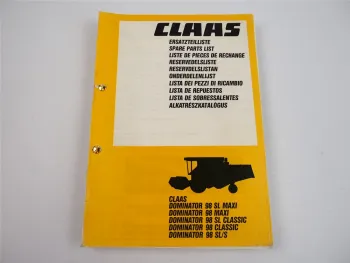 Claas Dominator 98 SL Maxi SL S Classic Ersatzteilliste Spare parts List 1991