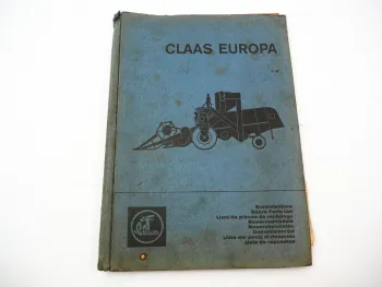 Claas Europa Mähdrescher Ersatzteilliste Ersatzteilkataolg 1/1967