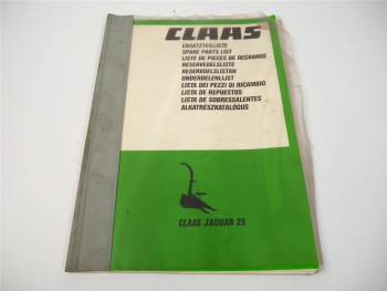 Claas Jaguar 25 Feldhäcksler Ersatzteilliste 1989
