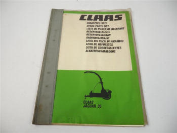 Claas Jaguar 35 Feldhäcksler Ersatzteilliste 1986