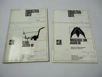 Claas Jaguar 60 Feldhäcksler + Maisgebiss Ersatzteilliste Ersatzteilkatalog 1974