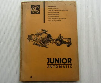 Claas Junior Automatic Mähdrescher Ersatzteilliste Ersatzteilkatalog 08/1964