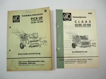Claas LD 80 100 Pickup Sammelpresse Betriebsanleitung Bedienung Schmierplan 1962