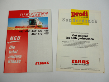 Claas Lexion 405 bis 460 Mähdrescher Prospekt Testbericht 1996