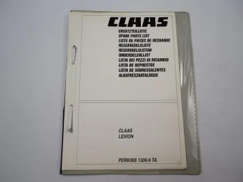 Claas Lexion Mähdrescher Motor Perkins 1306-9TA Ersatzteilliste Parts List 1996