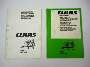 Claas Liner 1550 Schwader Betriebsanleitung Ersatzteilliste 1998/99