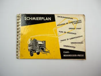 Claas Mähdrescher Presse für Junior Europa Columbus Schmierplan 1961