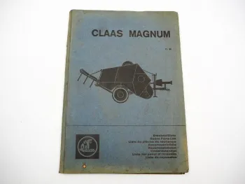 Claas Magnum Hochdruckpresse Ersatzteilliste Spare Parts List 11/1966