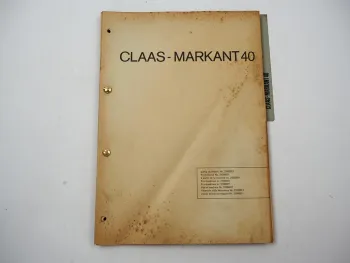 Claas Markant 40 Hochdruckpresse Ersatzteilliste Ersatzteilkatalog 1970