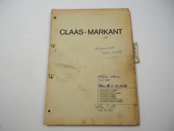 Claas Markant 50 Hochdruckpresse Ersatzteilliste Ersatzteilkatalog 1970er Jahre