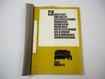 Claas Markant 65 Ballenpresse Ersatzteilliste Bildkatalog Spare Parts List 1987