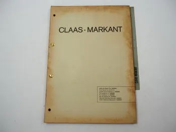 Claas Markant Hochdruckpresse Ersatzteilliste Ersatzteilkatalog 1970er Jahre