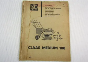 Claas Medium 100 Mähdrescher Ersatzteilliste Ersatzteilkatalog 07/1964