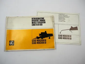 Claas Mercator 50 60 Mähdrescher Betriebsanleitung Bedienung Schmierplan 1993/94