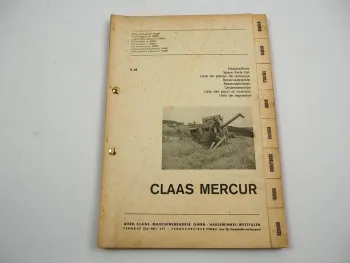 Claas Mercur Mähdrescher Ersatzteilliste Ersatzteilkatalog 1966