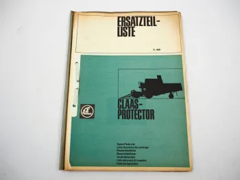 Claas Protector Mähdrescher Ersatzteilliste Bildkatalog Spare parts List 7/1969