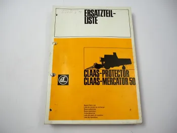 Claas Protector Mercator 50 Mähdrescher Ersatzteilliste Ersatzteilkatalog 1982