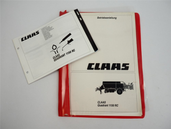 Claas Quadrant 1150 RC Rechteck Ballenpresse Betriebsanleitung Schmierplan 1997