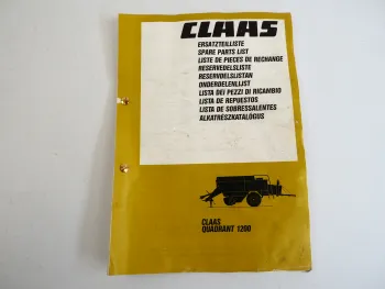 Claas Quadrant 1200 Ballenpresse Ersatzteilliste Bildkatalog Spare Parts List 1991